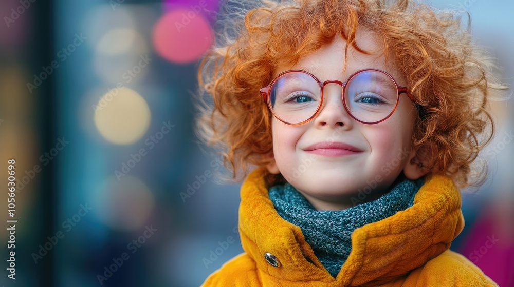 Stylish Child with Vibrant Hair and Round Glasses Stylish Child with Vibrant Hair and Round Glasses