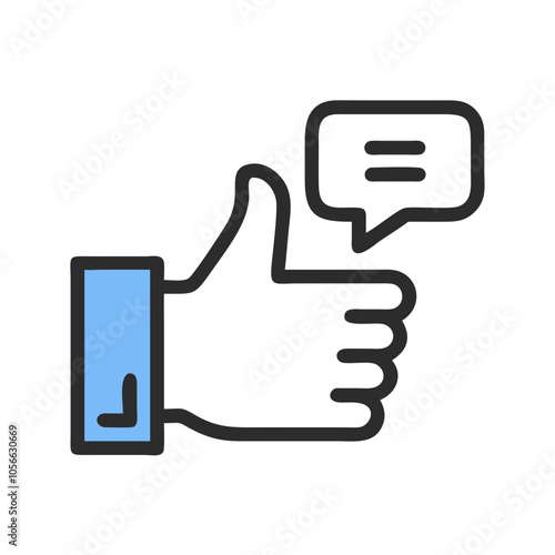 Thumbs up icon with speech bubble for feedback