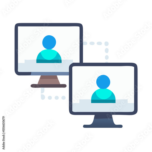 Remote communication icon with two computer screens