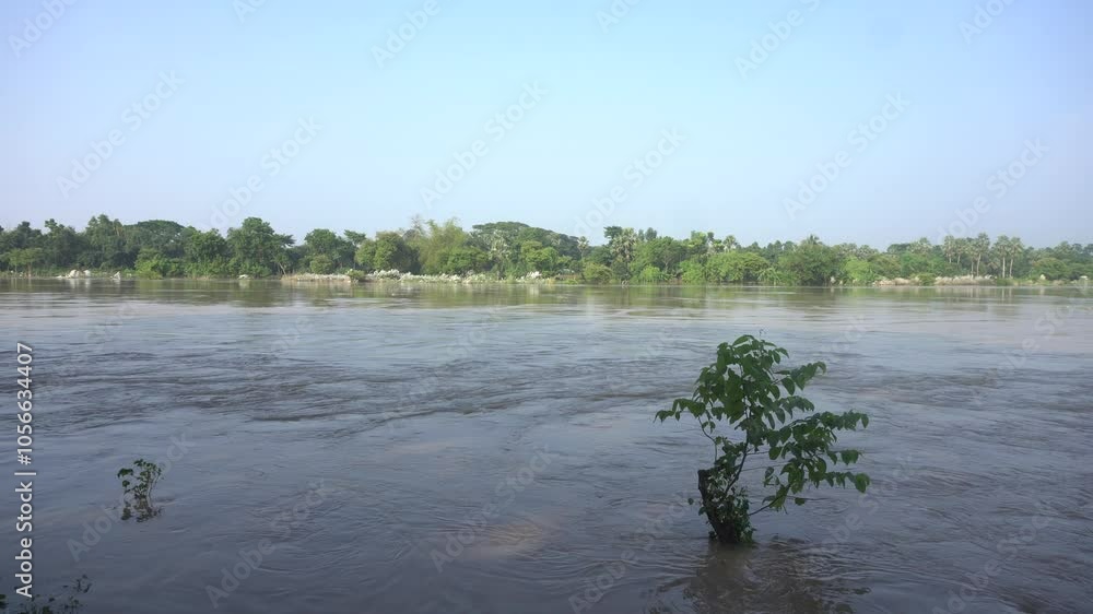 The river water is above danger level. The river water is above danger level.