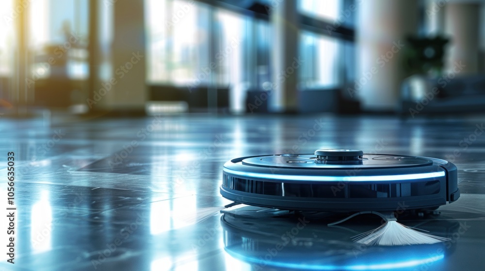 Fototapeta premium Smart Robotic Cleaner in Modern Interior Space
