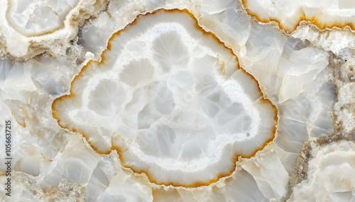 Close-up of a translucent agate stone with intricate patterns and colors.