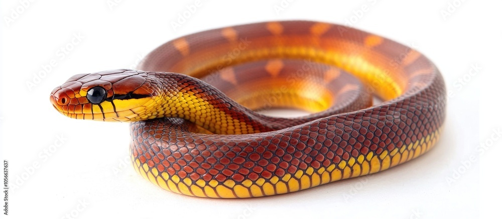 Fototapeta premium Coelognathus Flavolineatus The Black Copper Rat Snake Or Yellow Striped Snake Is A Species Of Colubrid Snake Found In Southeast Asia Isolated On White Background
