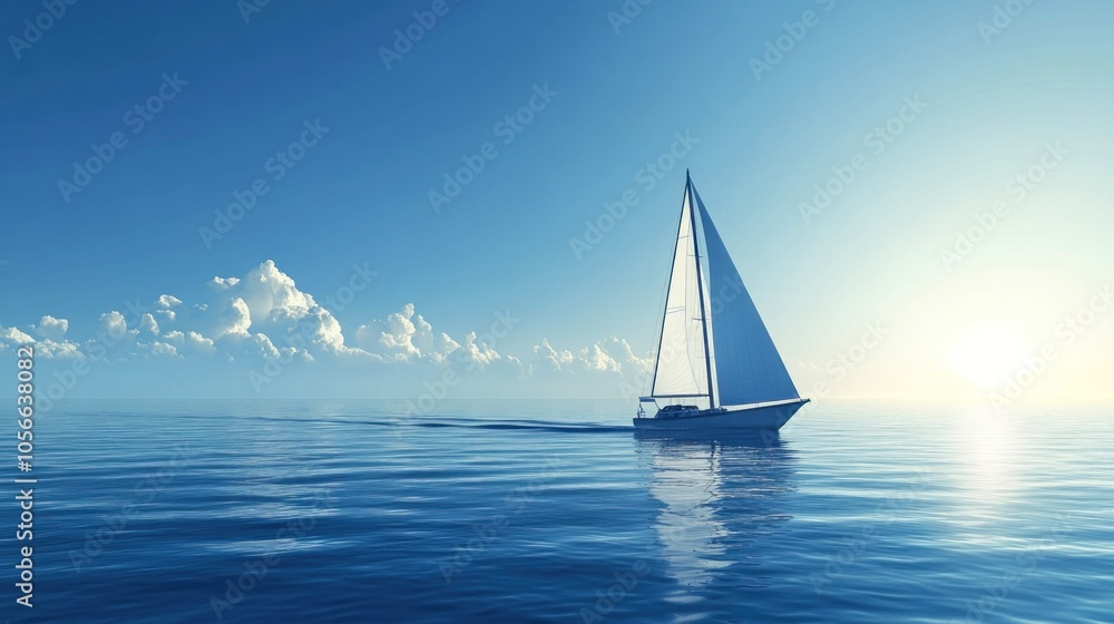 Fototapeta premium Tranquil Sailboat Gliding Across Calm Waters