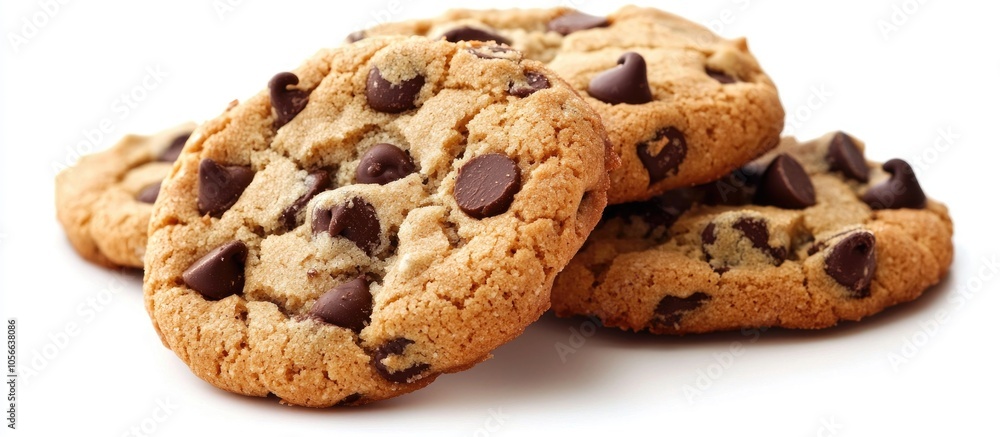 Chocolate Chip Cookies On White Background Chocolate Chip Cookies On White Background
