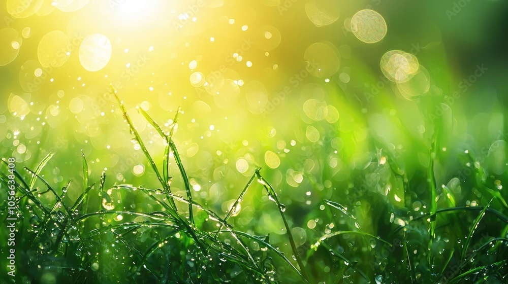 Fototapeta premium Drop Water On Grass