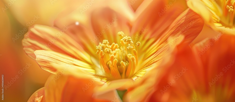 Obraz premium Spring Yellow And Orange Flower Macro Close Up Shot Of The Petals