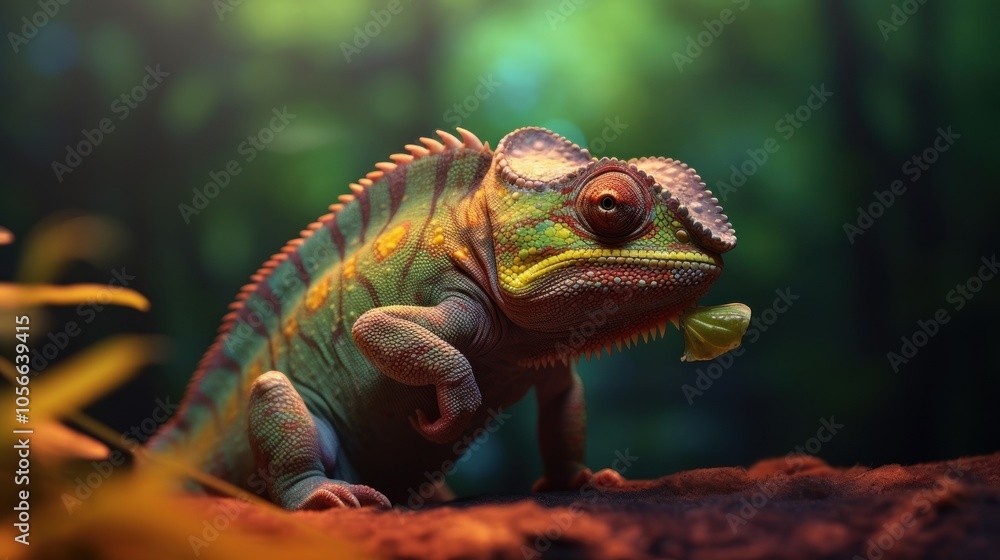 A Close-Up Portrait of a Vibrant Chameleon A Close-Up Portrait of a Vibrant Chameleon