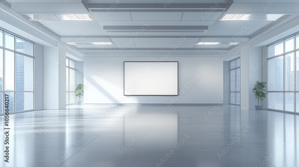 Empty office interior designed for business conferences providing an open space for collaborative meetings and professional gatherings Empty office interior designed for business conferences providing an open space for collaborative meetings and professional gatherings