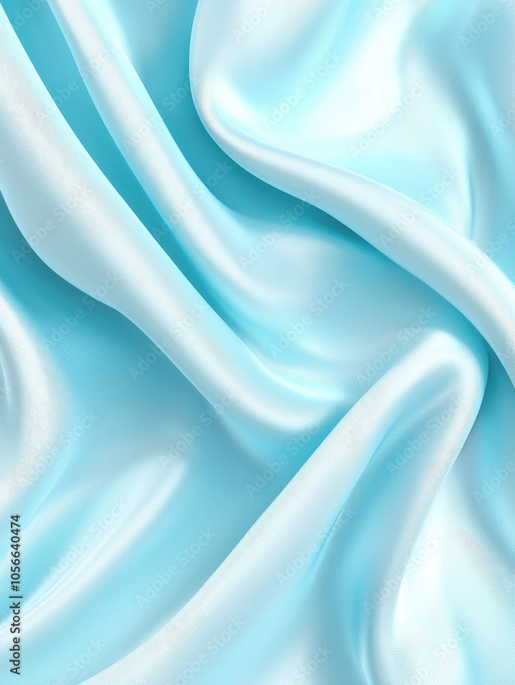 Fototapeta premium Luxurious silky fabric in soft shades of blue, elegant textures and smooth drapes, perfect for design backgrounds.