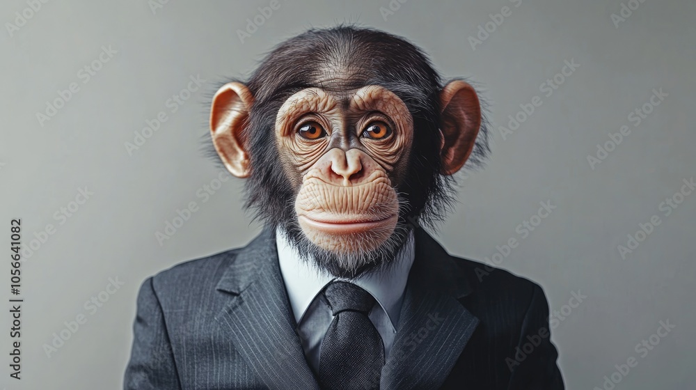 Humorous image of a monkey dressed as a businessman Humorous image of a monkey dressed as a businessman