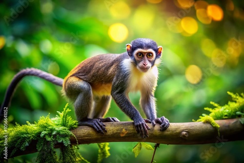 Crowned monkeys reign in a whimsical, miniature realm, showcased through tilt-shift.