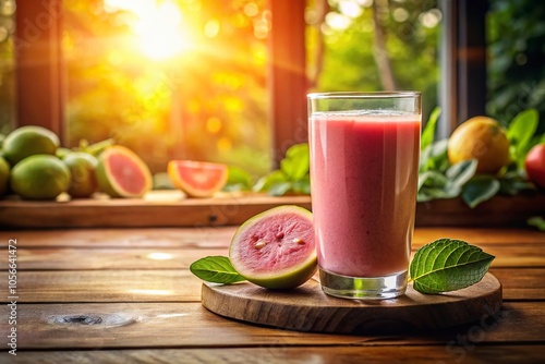 Delicious guava smoothies, visually tempting and refreshing.