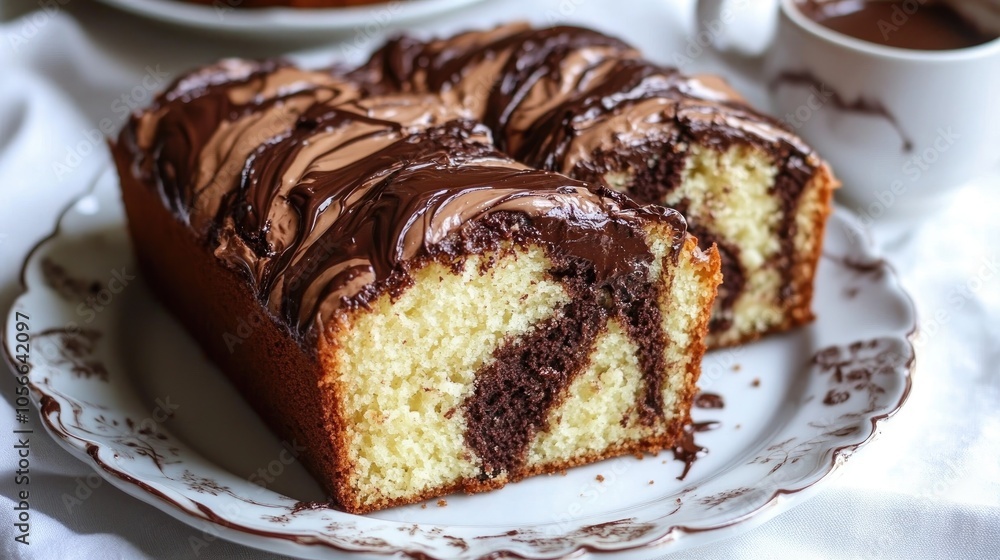 Chocolate Swirled Pound Cake A Delightful and Simple Recipe for Nutella Enthusiasts on a White Plate Chocolate Swirled Pound Cake A Delightful and Simple Recipe for Nutella Enthusiasts on a White Plate