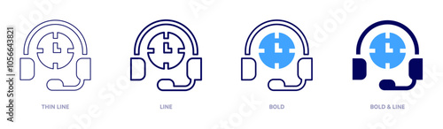 Call recording analytics icon in 4 different styles. Thin Line, Line, Bold, and Bold Line. Duotone style. Editable stroke