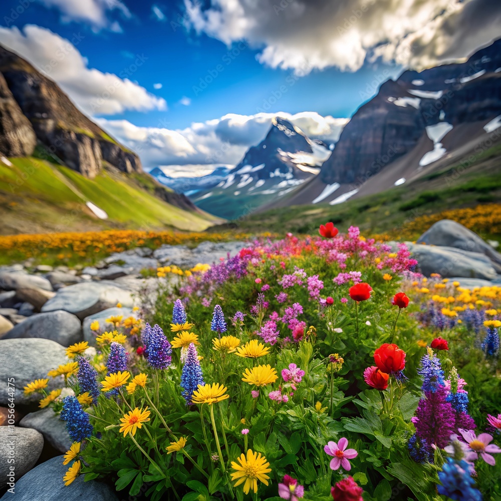 landscape with flowers landscape with flowers