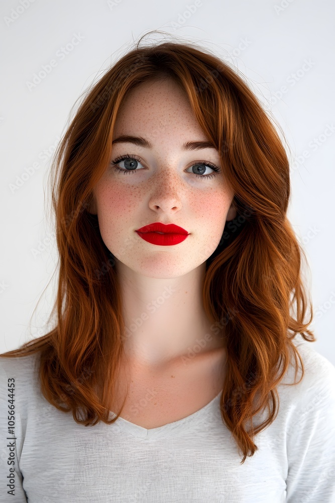 Stunning portrait of a redhead with bold lips Stunning portrait of a redhead with bold lips