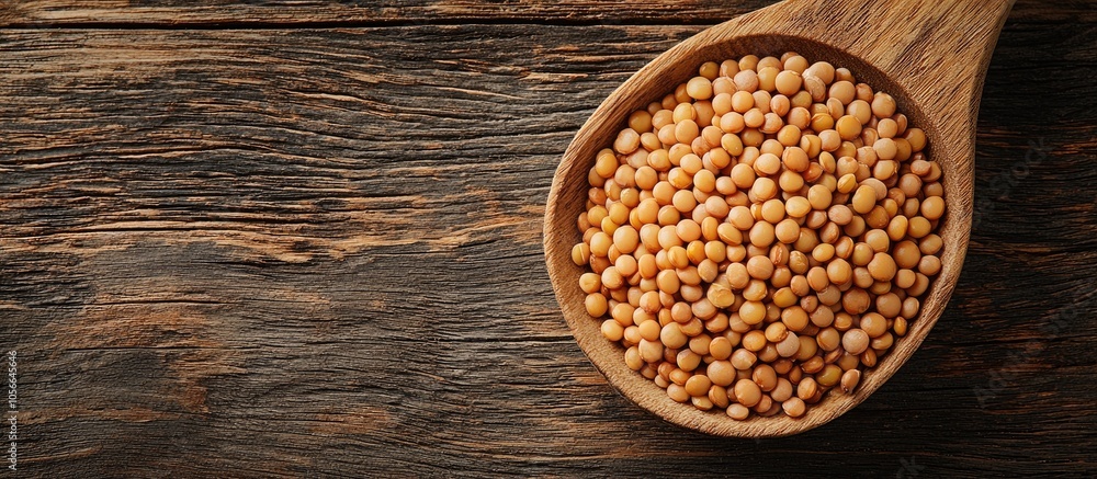Lentils Wooden Spoon On Wooden Background Healthy Food Lentils Wooden Spoon On Wooden Background Healthy Food