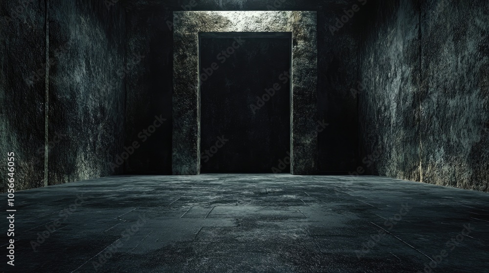 Dark abstract background with an empty stone room featuring a moody studio atmosphere Dark abstract background with an empty stone room featuring a moody studio atmosphere