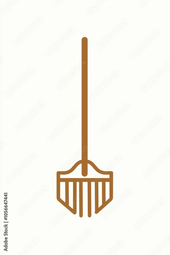 Hoe represented in a line icon, simple design focusing on soil cultivation. Hoe represented in a line icon, simple design focusing on soil cultivation.