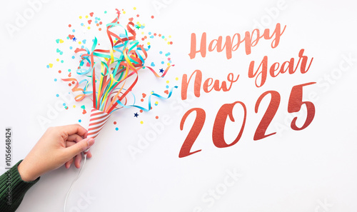 2025 new year Celebration party and anniversary concepts ideas with colorful confetti