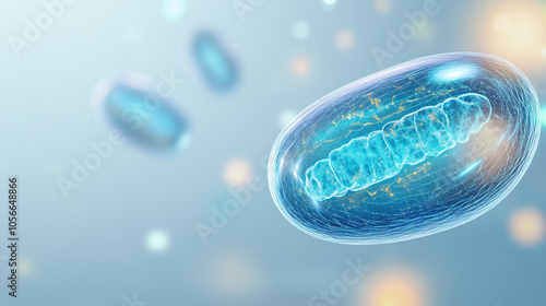 Dynamic Holographic Representation of PQQ (Pyrroloquinoline Quinone) Promoting Mitochondrial Function and Cellular Energy, Targeted Towards Brain Health in Medical and Wellness Advertising photo