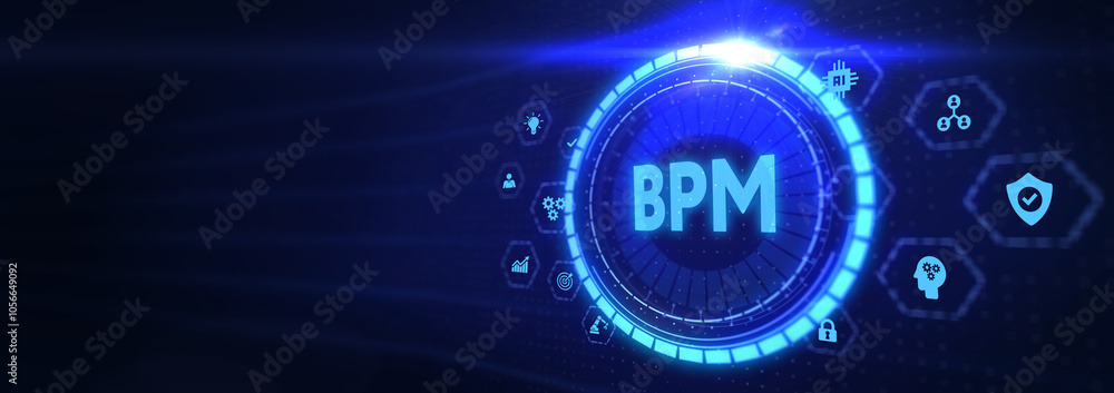 BPM Business process management system technology concept. 3d illustration