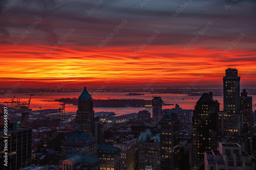 Fototapeta premium Sunset over New York City skyline