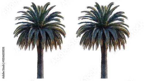 Collection of Palm Tree Silhouettes Isolated on a Clear Background Generative AI photo