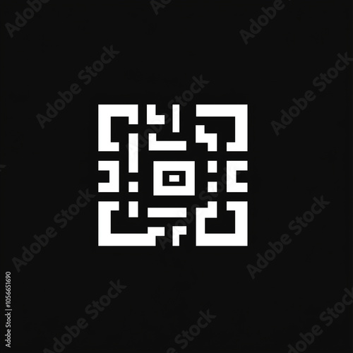 Abstract Geometric Pattern White Square on Black Background