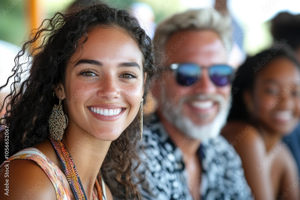 Happy tourist smiling with friends on boat trip Happy tourist smiling with friends on boat trip