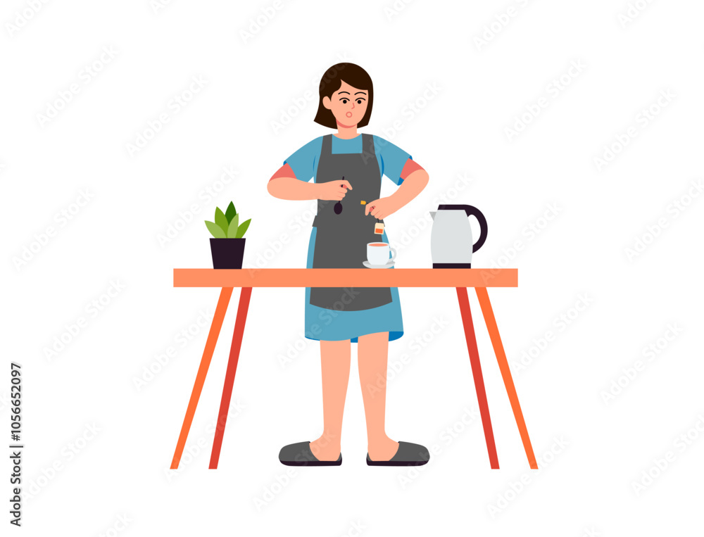 Fototapeta premium Woman Activity 2 Make Tea Drink