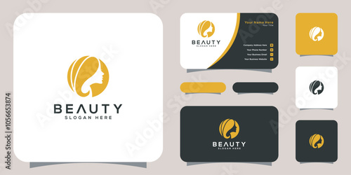 women face beauty logo vector design and business card