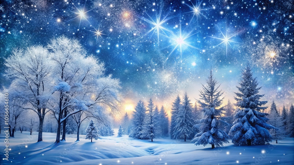 A Frozen Forest Under a Starry Sky, Where Snow Blankets the Landscape and Dreams Take Flight A Frozen Forest Under a Starry Sky, Where Snow Blankets the Landscape and Dreams Take Flight