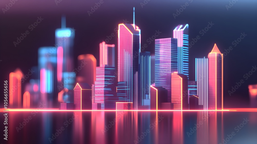 Neon Cityscape Skyline Neon Cityscape Skyline