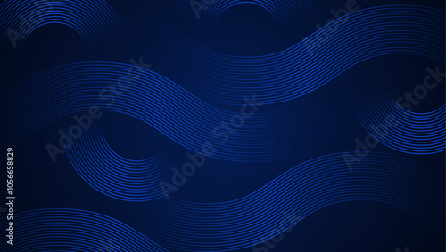 Abstract Blue Geometric Lines on Dark Background Design. Abstract background dynamic blue geometric lines forming circular and square patterns. Perfect for technology, innovation, and digital project