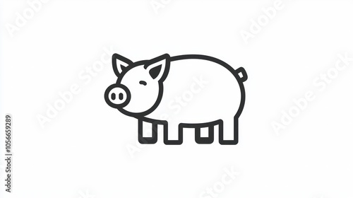 Minimalist line icon of a pig, designed for modern farming and agriculture.