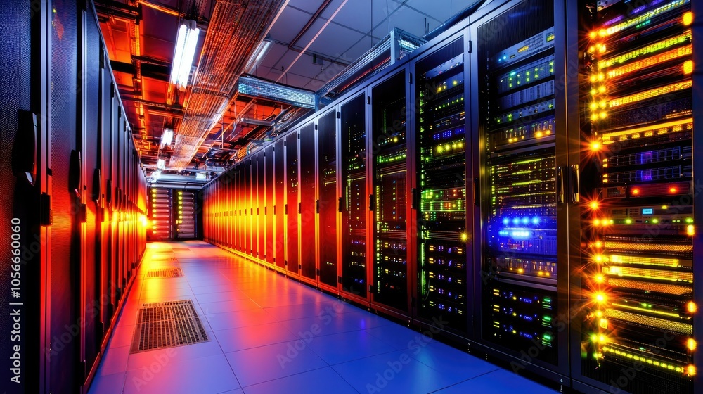 Advanced security measures in a high-tech server room for data protection Advanced security measures in a high-tech server room for data protection