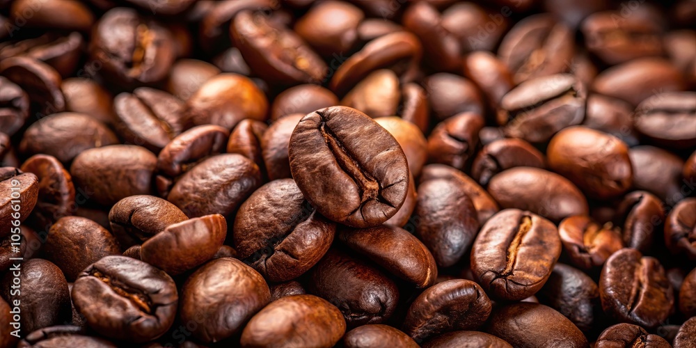A Close-Up View of Roasted Coffee Beans, Capturing the Rich Brown Hues and Smooth Texture of These Aromatic Seeds A Close-Up View of Roasted Coffee Beans, Capturing the Rich Brown Hues and Smooth Texture of These Aromatic Seeds