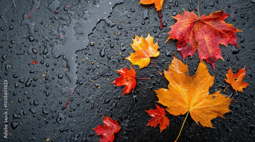 Autumn Leaves on Wet Pavement Autumn Leaves on Wet Pavement