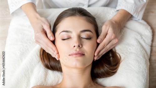 Spa Scalp Massage Close-Up with Focus on Hands and Relaxed Head