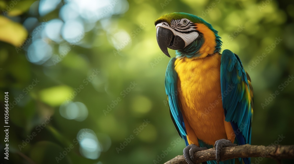 Majestic Macaw: Vibrant Close-Up Portrait in Lush Rainforest Majestic Macaw: Vibrant Close-Up Portrait in Lush Rainforest