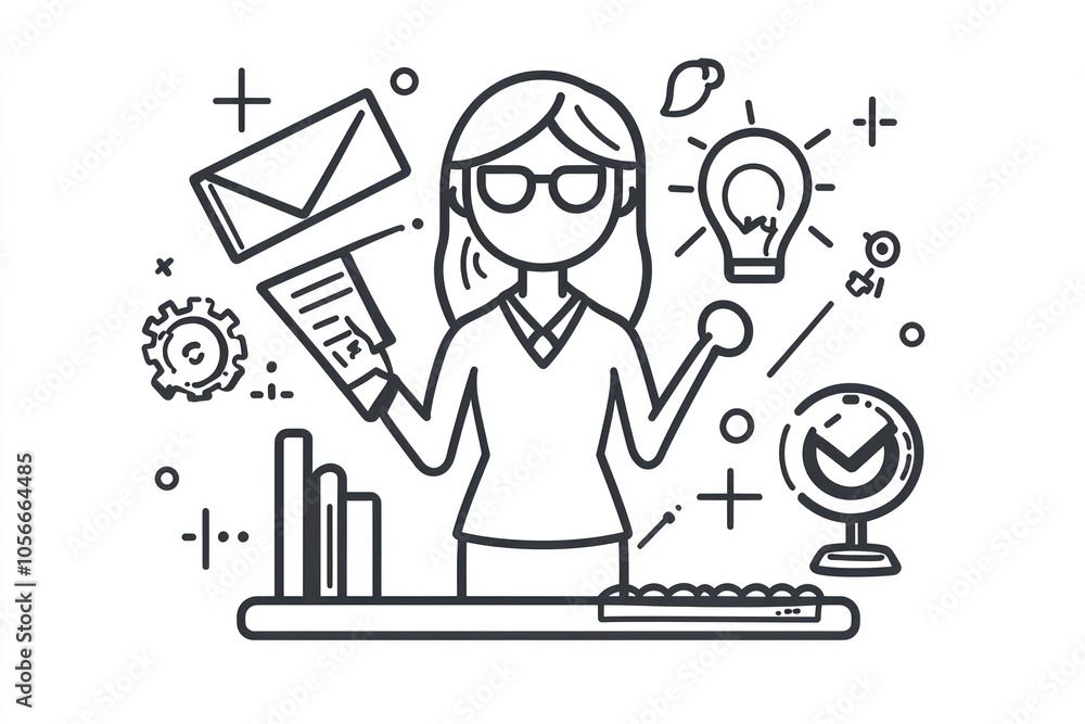 Educational roles symbolized by a simple teacher line icon. Educational roles symbolized by a simple teacher line icon.