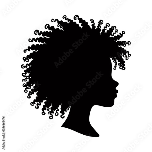 Afro girl women logo icon design black white