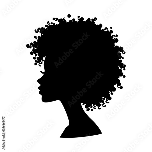 Afro girl women logo icon design black white