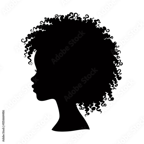 Afro girl women logo icon design black white