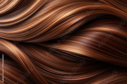 An ultra-close-up shot of smooth wavy brown hair strands creating a dynamic and