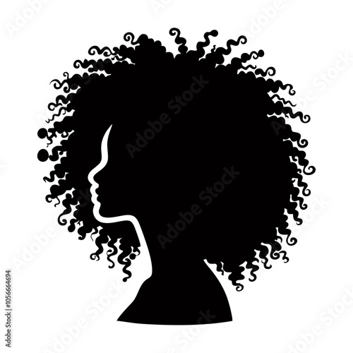 Afro girl women logo icon design black white