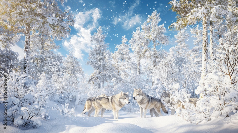 Majestic Wolf Pack in Snowy Wilderness - Family and Survival in Nature Majestic Wolf Pack in Snowy Wilderness - Family and Survival in Nature