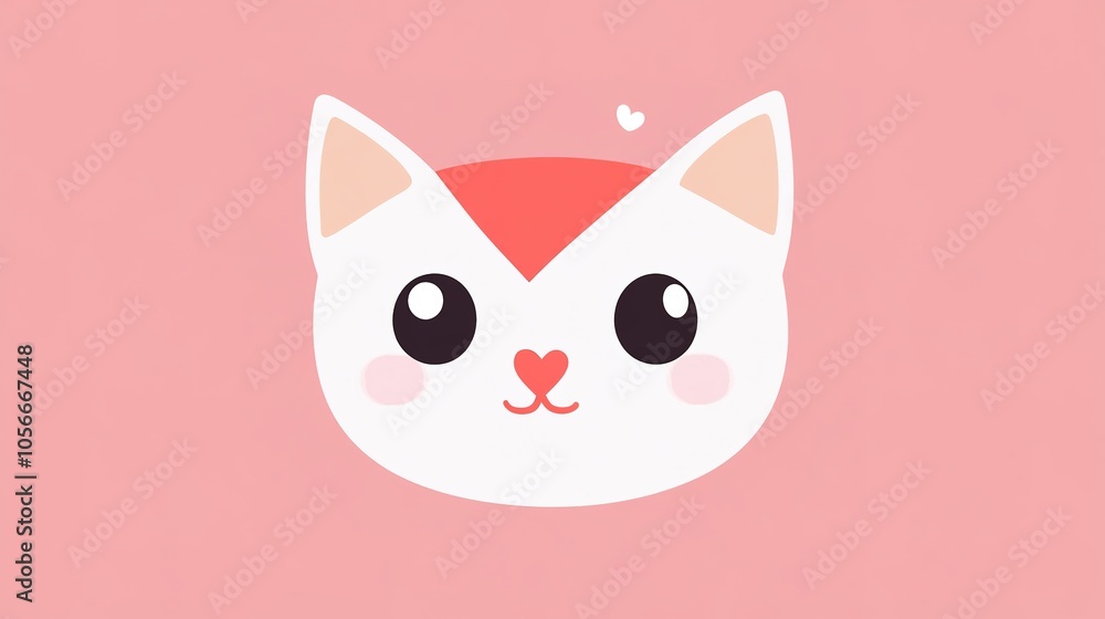 A charming illustration of a cute cat exuding love and warmth, featuring soft, fluffy fur and big, captivating eyes that express affection. The cat is surrounded by delightful elements like hearts 